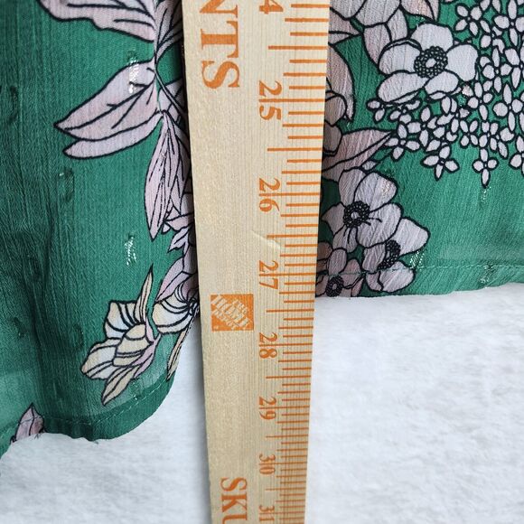 Torrid Cold Shoulder Halter Top Crinkle Chiffon Floral Green Sz 1X Lined Shimmer - Picture 7 of 11